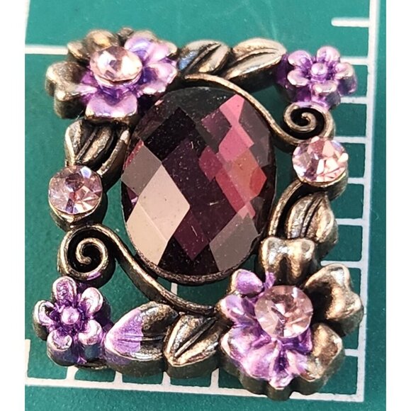 Floral Metal & Purple Gem Design Slider Beads Buckles Set Of 4 Rectangle Shape E - Picture 2 of 5